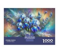 Jigsaw Puzzles 1000 Piece for Teenagers Blue Iris Flower Art Print Jigsaw Puzzle Relaxing Games Wall Decoration Gifts for Friends And Family 70x50cm/1000pcs