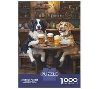 Jigsaw Puzzles 1000 Piece for Teenagers Canine Cheers at The Pub Teenager Puzzles Hands-on Game Wall Decoration Challenging To Complete 38x26cm/1000pcs