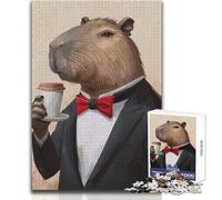 Jigsaw Puzzles 1000 Piece for Teenagers Capybara And Coffee Cozy And Calming Leisure Fun Seamless Fit High Precision Toy Size 38x26cm