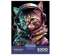 Jigsaw Puzzles 1000 Piece for Teenagers Cat As An Astronaut Adult Puzzles Relaxing Games Pattern Assembly Birthday Present, Gifts, 70x50cm/1000pcs