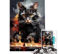 Jigsaw Puzzles 1000 Piece for Teenagers Cat Chess Master Painting Educational Challenge Family Activities Relaxing Games for And 14 Years And over (50x75cm)