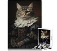 Jigsaw Puzzles 1000 Piece for Teenagers Cat in Renaissance Dress Toys Educational Games But Fun And Humorous Art Work Gift Size 50x75cm