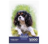 Jigsaw Puzzles 1000 Piece for Teenagers Cavalier Puppy Watercolor Puzzles for Adults Fun Games Analysis And Logic Educational Challenge 38x26cm/1000pcs