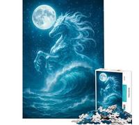 Jigsaw Puzzles 1000 Piece for Teenagers Celestial Horse Rising from The Ocean Help The Brain Exercise Home Art Decor Practical Game for Ages 14 And over (38x52cm)