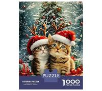 Jigsaw Puzzles 1000 Piece for Teenagers Christmas Kittens Puzzle for Adults Toy Wall Decor Difficult Challenge Challenging To Complete 38x26cm/1000pcs
