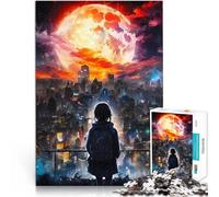 Jigsaw Puzzles 1000 Piece for teenagers City Under Giant Red Moon DIY-Spielzeug Heimdekoration Spielzeug38x26cm