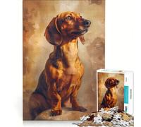 Jigsaw Puzzles 1000 Piece for Teenagers Classic Dachshund Posing, Educational Games, Pattern Assembly, Artists' Collection, Fine Arts 38x52cm