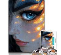 Jigsaw Puzzles 1000 Piece for Teenagers Close-up of Woman's Face with Glowing Design Challenging Game Toys Perfect Decoration Gift Birthday (size 50x75cm)