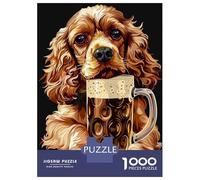 Jigsaw Puzzles 1000 Piece for Teenagers Cocker Spaniel Beer Adult Puzzles Hands-on Game Perfect Decoration Great Gift for Gaming 52x38cm/1000pcs