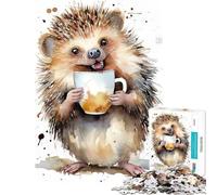Jigsaw Puzzles 1000 Piece for Teenagers Coffee with A Hedgehog Fun Activities at Home Learning Educational Fun Games Suitable for Ages 14 And Up (50x75cm)