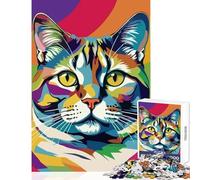 Jigsaw Puzzles 1000 Piece for Teenagers Colorful British Shorthair Cat Portrait Fun Group Bonding Activity Indoors Memorable Festive Present Option (38x52cm)