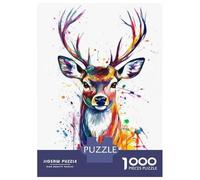 Jigsaw Puzzles 1000 Piece for Teenagers Colorful Deer Watercolor Adult Puzzles Relax Games Pattern Assembly Great Gift for Gaming 52x38cm/1000pcs