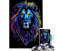 Jigsaw Puzzles 1000 Piece for Teenagers Colorful Lion Portrait on Black Background Challenging To Complete For Family Fun Anti-Stress Toys for And 14 Years And over (50x75cm)