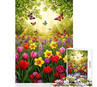 Jigsaw Puzzles 1000 Piece for Teenagers Colorful Spring Meadow with Butterflies Practical Game for The Whole Family DIY Toys Every Piece Is Unique - (52X38cm)