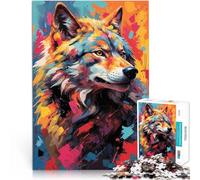 Jigsaw Puzzles 1000 Piece for teenagers Colorful Wolf Gaze Portrait Vivid Instincts Analyse und Logik Für Paare geeignet52x38cm