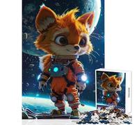 Jigsaw Puzzles 1000 Piece for Teenagers Confident Fox Astronaut Anti-Stress Toys Gifts Ideas Practical Game Every Piece Is Unique - Size 50x75cm