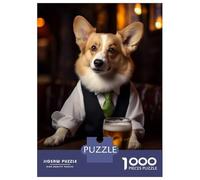 Jigsaw Puzzles 1000 Piece for Teenagers Corgi Dog in The Bar Puzzle for Adults Toy Wall Decor Difficult Challenge Challenging To Complete 38x26cm/1000pcs