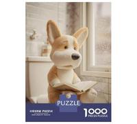 Jigsaw Puzzles 1000 Piece for Teenagers Corgi Reading on Toilet Puzzle for Adults Relax Games Home Decoration Educational Challenge 38x26cm/1000pcs
