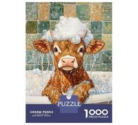 Jigsaw Puzzles 1000 Piece for Teenagers Cow in A Bubble Bath Adult Puzzles Relaxing Games Pattern Assembly Birthday Present, Gifts, 38x26cm/1000pcs