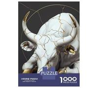 Jigsaw Puzzles 1000 Piece for Teenagers Cracked White And Gold Bull Sculpture Puzzle for Adults Relax Games Home Decoration Educational Challenge 38x26cm/1000pcs