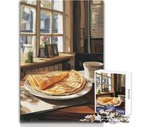 Jigsaw Puzzles 1000 Piece for Teenagers Crepes And Coffee by The Window Beautiful Design Game Improve Memory Birthday Gift Size 38x26cm