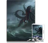 Jigsaw Puzzles 1000 Piece for Teenagers Cthulhu on The Ocean Toy Intellectual Game Staycation Kill Time Secret Santa Gifts Size 38x26cm