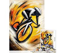 Jigsaw Puzzles 1000 Piece for Teenagers Cubist Cyclist Racing Through Motion Painting Practical Game for The Whole Family DIY Toys Every Piece Is Unique - (26X38cm)