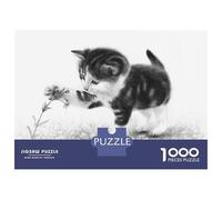 Jigsaw Puzzles 1000 Piece for Teenagers Curious Kitten Teenager Puzzles Hands-on Game Improve Memory Gifts for Friends And Family 52x38cm/1000pcs