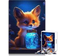Jigsaw Puzzles 1000 Piece for Teenagers Cute Fox Luminous Glow Cozy And Calming Leisure Fun Seamless Fit High Precision Toy Size 50x75cm