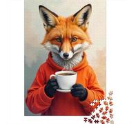 Jigsaw Puzzles 1000 Piece for Teenagers Cute Fox Mug Cup Holder Teenager Puzzles Hands-on Game Improve Memory Gifts for Friends And Family 70x50cm/1000pcs