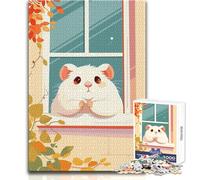 Jigsaw Puzzles 1000 Piece for Teenagers Cute Hamster at The Window Toy Intellectual Game Staycation Kill Time Secret Santa Gifts Size 38x52cm