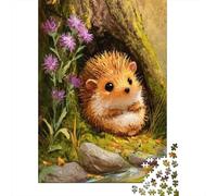 Jigsaw Puzzles 1000 Piece for Teenagers Cute Hedgehog Painting Jigsaw Puzzle Relaxing Games Wall Decoration Gifts for Friends And Family 52x38cm/1000pcs