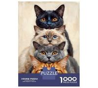 Jigsaw Puzzles 1000 Piece for Teenagers Cute Stacked Cats Portrait Jigsaw Relax Games But Fun And Humorous Birthday Present, Gifts, 70x50cm/1000pcs
