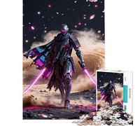 Jigsaw Puzzles 1000 Piece for Teenagers Cyberpunk Samurai Robot with Neon Swords Help The Brain Exercise For Family Fun Fun Games Suitable for Ages 14 And Up (38x52cm)