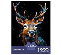 Jigsaw Puzzles 1000 Piece for Teenagers Deer Watercolor Jigsaw Puzzle Relaxing Games Wall Decoration Gifts for Friends And Family 38x26cm/1000pcs