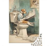 Jigsaw Puzzles 1000 Piece for Teenagers Dog Reading Newspaper on Toilet-4 Puzzles for Adults Fun Games Analysis And Logic Educational Challenge 52x38cm/1000pcs