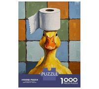 Jigsaw Puzzles 1000 Piece for Teenagers Duck with Toilet Paper Hat Painting Puzzles for Adults Anti-Stress Toys Analysis And Logic Birthday Present, Gifts, 38x26cm/1000pcs
