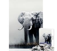 Jigsaw Puzzles 1000 Piece for Teenagers Elephant in Monochrome Fun Group Bonding Activity Indoors Memorable Festive Present Option (50x75cm)