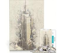 Jigsaw Puzzles 1000 Piece for Teenagers Empire State Building, Fun Games, Challenging To Complete, Deal As Gifts for The Whole Family 50x75cm