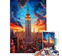 Jigsaw Puzzles 1000 Piece for Teenagers Empire State Building NY Help The Brain Exercise Home Art Decor Practical Game for Ages 14 And over (38x26cm)