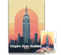 Jigsaw Puzzles 1000 Piece for Teenagers Empire State Building Poster Beautiful Design Game Improve Memory Birthday Gift Size 50x75cm