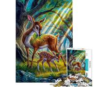 Jigsaw Puzzles 1000 Piece for Teenagers Enchanted Forest Deer Fawn Jigsaw Puzzle Brain Teaser Game Difficult Challenge Challenging To Complete (Size 50x75cm)