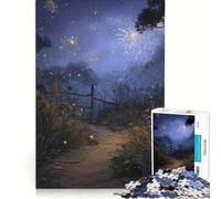 Jigsaw Puzzles 1000 Piece for Teenagers Enchanted Night Path with Fireworks, Fun Games, Challenging To Complete, Deal As Gifts for The Whole Family 50x75cm