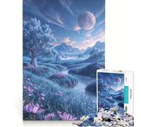 Jigsaw Puzzles 1000 Piece for Teenagers Enchanted River Valley Under A Luminous Moon, Fun Games, Challenging To Complete, Deal As Gifts for The Whole Family 38x52cm