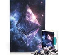 Jigsaw Puzzles 1000 Piece for Teenagers Ethereum Symbol in Space, Fun Games, Challenging To Complete, Deal As Gifts for The Whole Family 38x26cm