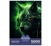 Jigsaw Puzzles 1000 Piece for Teenagers Evil Black Wolf in Green Puzzles for Adults Fun Games Analysis And Logic Educational Challenge 52x38cm/1000pcs