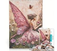 Jigsaw Puzzles 1000 Piece for Teenagers Fair Butterfly Wildflower Pink, Fun Games, Challenging To Complete, Deal As Gifts for The Whole Family 50x75cm