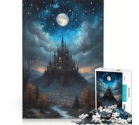 Jigsaw Puzzles 1000 Piece for Teenagers Fantasy Castle Under Moonlight, Fun Games, Challenging To Complete, Deal As Gifts for The Whole Family 38x26cm