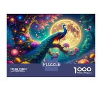 Jigsaw Puzzles 1000 Piece for Teenagers Fantasy Forest Moonlit Peacock Jigsaw Puzzle Relaxing Games Wall Decoration Gifts for Friends And Family 52x38cm/1000pcs