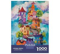 Jigsaw Puzzles 1000 Piece for Teenagers Fantasy Houses on A Hill Jigsaw Puzzle Fun Games Perfect Decoration Gifts for Friends And Family 70x50cm/1000pcs